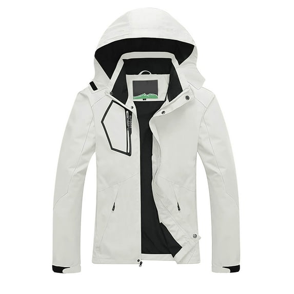 jsaierl Women's Winter Jackets Waterproof Outdoor Work Windbreaker Fall Warm Full Zip Jacket With Hood Fleece Ski Coats Snow Thicken Outerwear