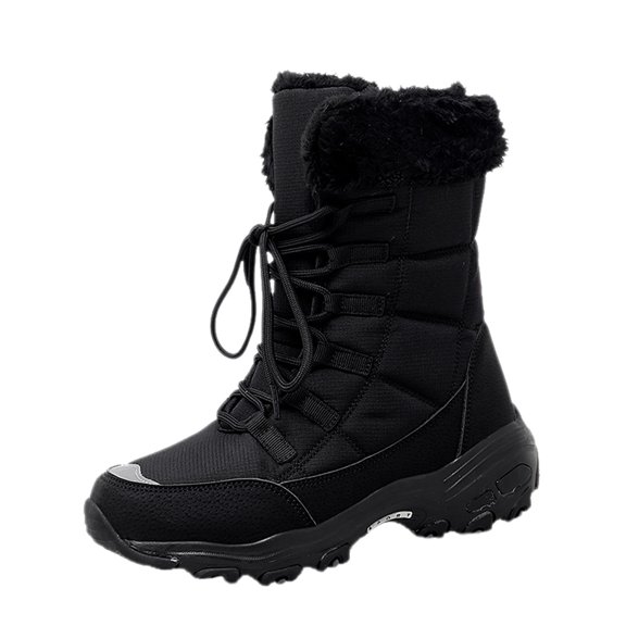 jsaierl Women's Winter Outdoor Plus Velvet Non-slip Mid-tube Platform Snow Boots