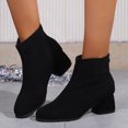 thumbnail image 1 of jsaierl Womens Ankle Booties Slip on Chunky Block Heel Suede Boots 2023 Winter Closed Toe Stacked Heel Booties Shoes, 1 of 6