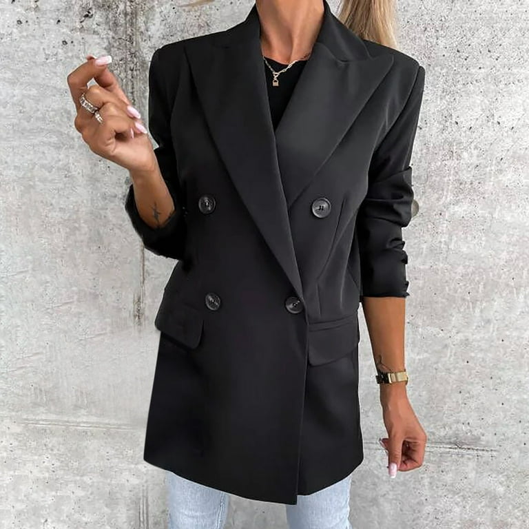 Women's double breasted blazer plus size cheap