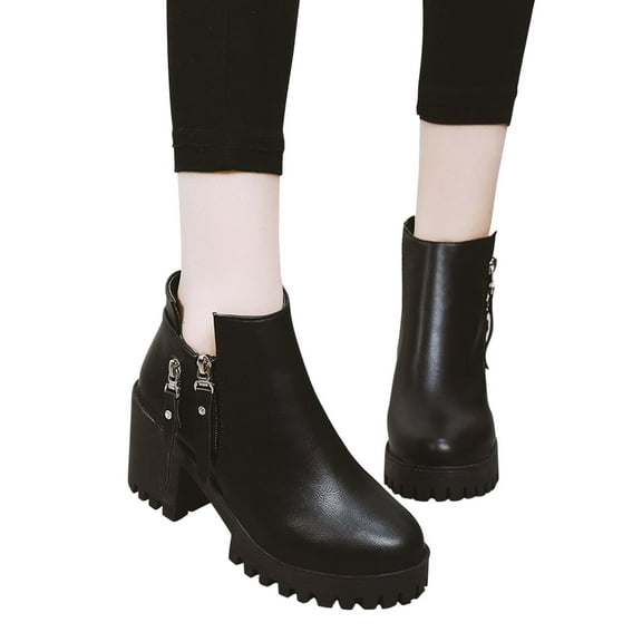 jsaierl Womens Block Heel Ankle Boots Fashion Zipper Dressy Short Boot Cut Out Pointed Toe Chunky High Heel Booties 2025 Western Festival Boots
