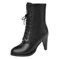 thumbnail image 1 of jsaierl Womens Boots Mid Calf Boots Gothic Chunky Heel Lace-up Vintage Round Toe Knight Boots Stiletto Ankle Boots, 1 of 6