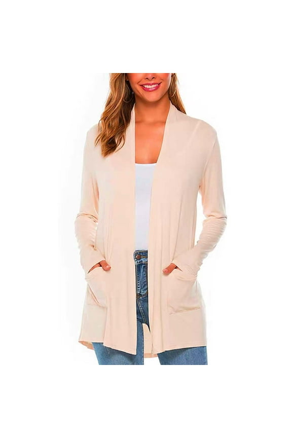 Womens Casual Fall Long Sleeve Cardigans Sweater Lightweight Open Front Draped Lacy Hem Cardigans Cozy Duster