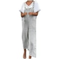 thumbnail image 1 of jsaierl Womens Cotton Linen Bib Overalls Casual Loose Fit Comfy Lightweight Jumpsuits Solid Lounge Long Pant Romper Overall, 1 of 8