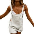 thumbnail image 1 of jsaierl Womens Cotton Linen Bib Overalls Casual Loose Fit Shorts Comfy Lightweight Jumpsuits Solid Lounge Shorts Romper Overall, 1 of 4