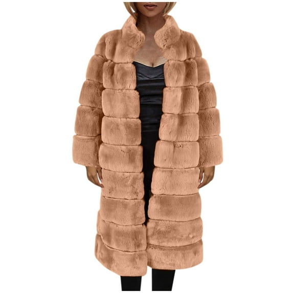 jsaierl Womens Faux Fur Fleece Shearling Coat Fall and Winter Fashion Luxury Fluffy Fuzzy Shaggy Long Jacket Cardigan Outwear
