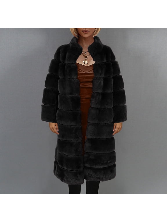 Womens Faux Fur Fleece Shearling Coat Fall and Winter Fashion Luxury Fluffy Fuzzy Shaggy Long Jacket Cardigan Outwear