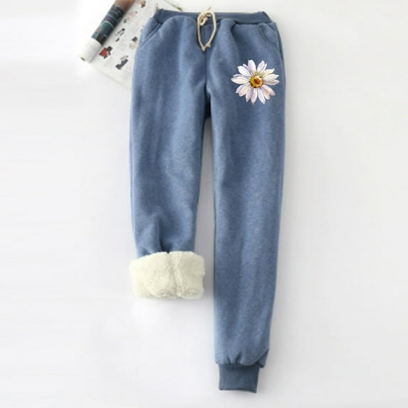 jsaierl Womens Fleece Lined Sweatpants Thermal Thick Warm Pants Cotton Super Comfy Trousers Drawstring Active Running Joggers Sweatpants