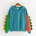 thumbnail image 1 of jsaierl Womens Hoodies Dinosaurs Color Block Top Long Sleeve Cute Shirt Comfy Novelty Pullover Sweatshirt, 1 of 1