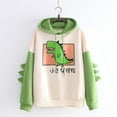 thumbnail image 1 of jsaierl Womens Hoodies Dinosaurs Graphic Color Block Top Long Sleeve Cute Shirt Trendy Pullover Sweatshirt, 1 of 8