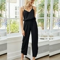 thumbnail image 1 of jsaierl Womens Jumpsuits, Women Fashion Sexy Summer Casual Solid Color Sling V-Neck Ruched Open Back Pocket Jumpsuit, 1 of 8