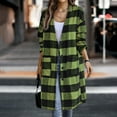thumbnail image 1 of jsaierl Womens Long Plaid Flannel Shacket Button Down Long Sleeve Shirt V-Neck Jacket Oversized Fall Winter Coat Outwear with Pockets, 1 of 8