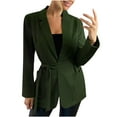 thumbnail image 1 of jsaierl Womens Long Sleeve Blazer Belt Wrap Tie Casual Work Office Jackets with Pockets Blazer, 1 of 9
