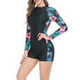 thumbnail image 1 of jsaierl Womens Long Sleeve Rash Guard One Piece Zipper Back Swimsuit Boyleg Short Athletic Surf Swimwear, 1 of 9