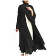 thumbnail image 1 of jsaierl Womens Muslim Open Front Chiffon Maxi Cardigan Abaya Robe Kaftan Loose Dress Head Wrap, 1 of 8