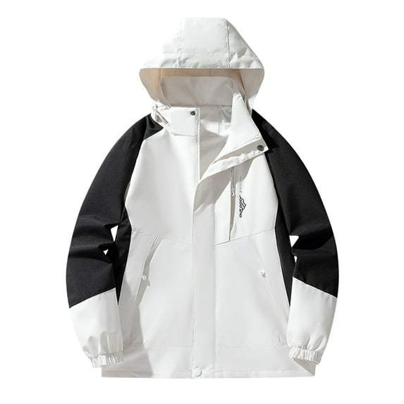 jsaierl Womens Rain Coat Waterproof with Hood Utility Outdoor Hiking Windbreaker Fall Lightweight Jacket Full Zip Pocketed Trench Coat