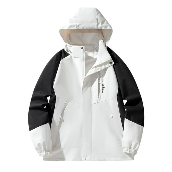 jsaierl Womens Rain Coat Waterproof with Hood Utility Outdoor Hiking Windbreaker Fall Lightweight Jacket Full Zip Pocketed Trench Coat