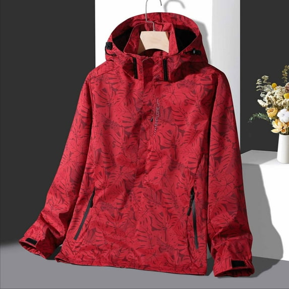 jsaierl Womens Rain Jacket Waterproof Hooded Active Outdoor Travel Windbreaker Fall Casual Jacket Full Zip Pocketed Trench Coat