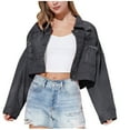 thumbnail image 1 of jsaierl Womens Ripped Cropped Denim Jacket Casual Tassel Jean Coat with Silver Rhinestone Fringe, 1 of 9