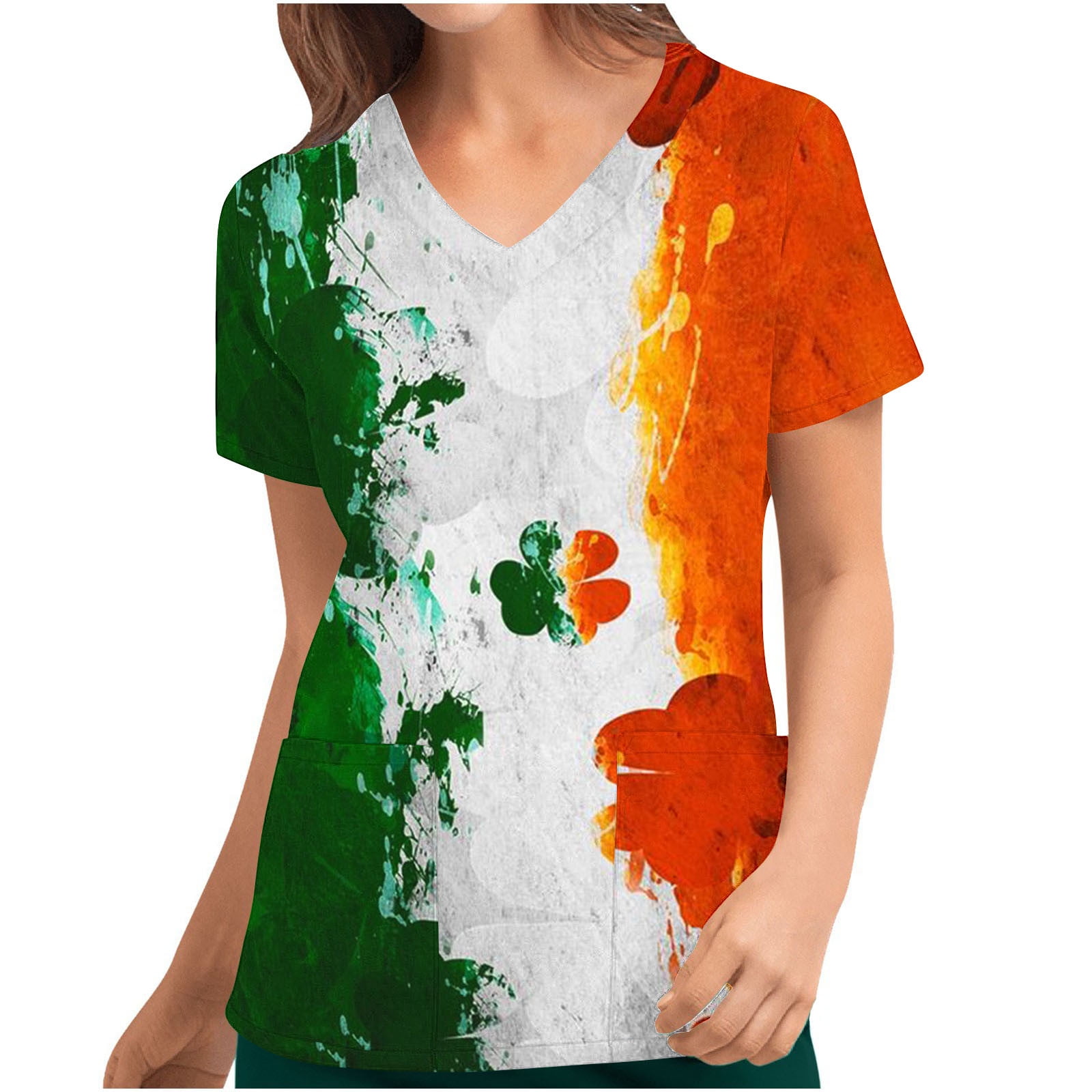 saint pattys day scrub tops