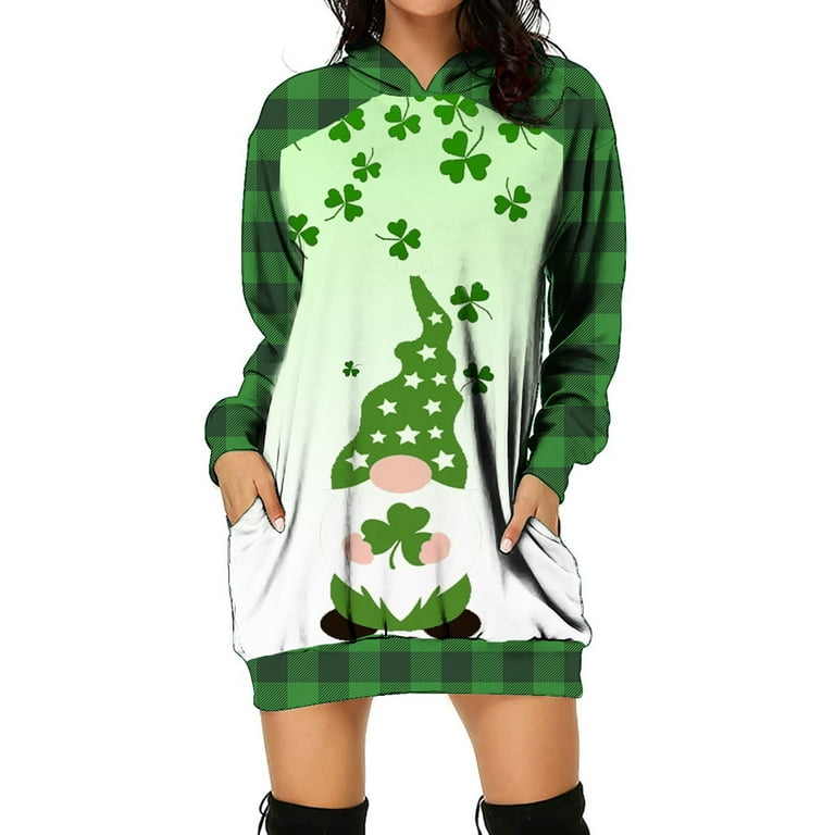 St Patrick's Day Sweatshirt For Women Teen Girls Lucky Gnome Graphic Loose  Fit Tunic Tops Pullover Hoodies 