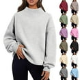 thumbnail image 1 of jsaierl Womens Sweatshirt Crewneck Solid Graphic Top Long Sleeve Cute Shirt Lightweight Funny Pullover Sweatshirt, 1 of 10