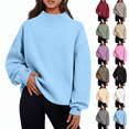 thumbnail image 1 of Jsaierl Womens Sweatshirts Mock Neck Drop Shoulder Pullover Top Fall Long Sleeve Ribbed Trim Split Lightweight Sweatshirt, 1 of 10