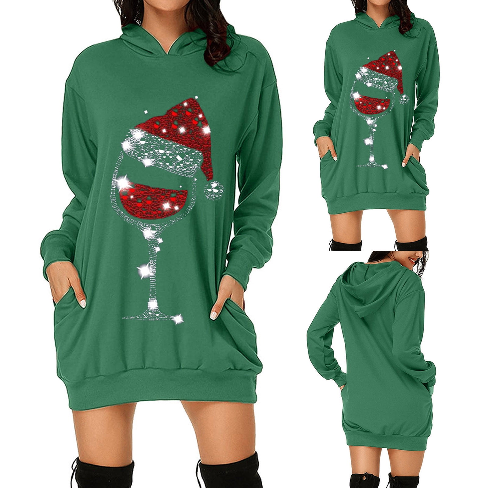 white christmas dresses Grinch Dress with Green Fur Trim | Whoville Costume | Womens main image 0