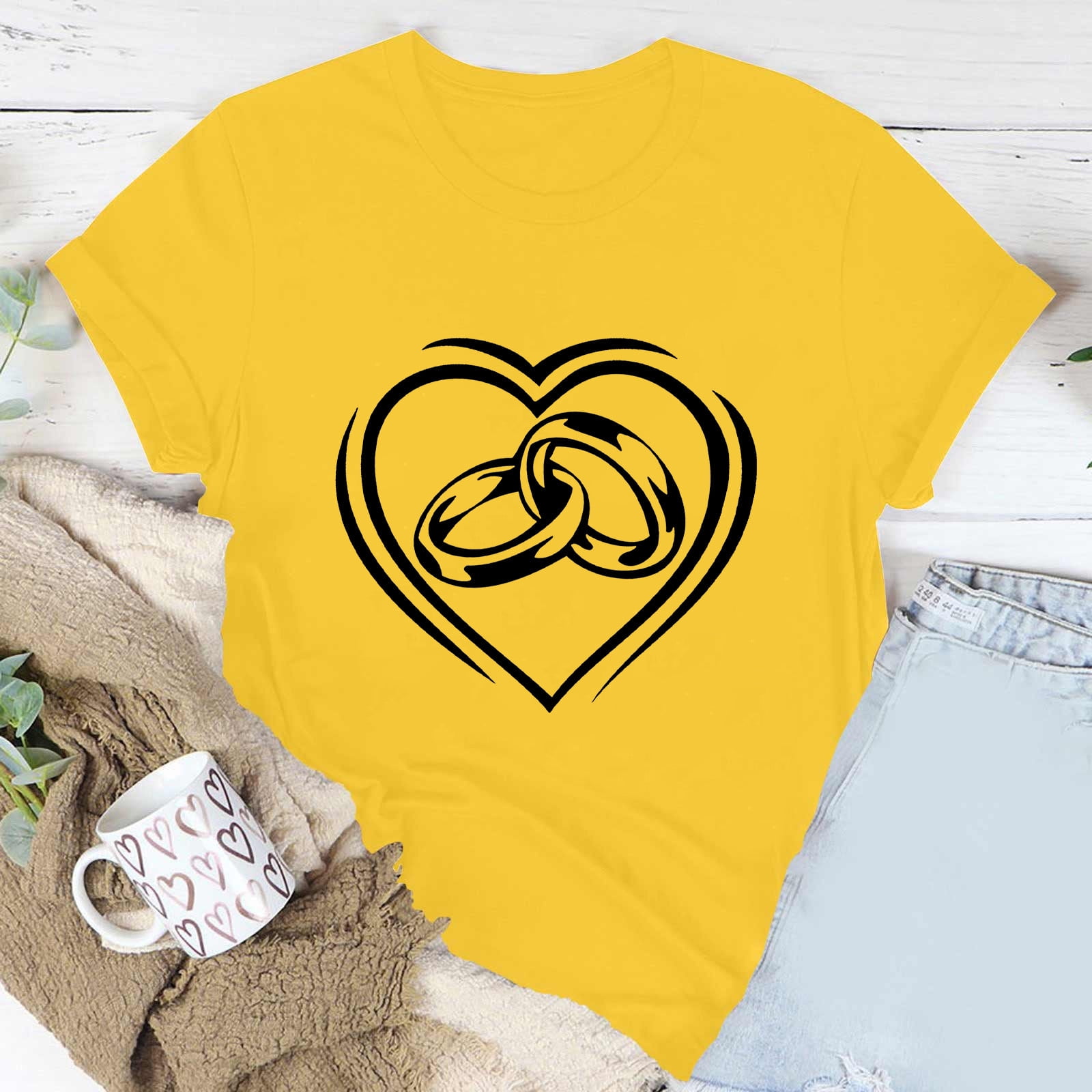 jsaierl Womens Valentine's Day Shirts Cute Love Heart Graphic Tees