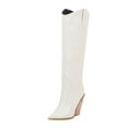 thumbnail image 1 of jsaierl Womens Wedges Pointed Toe Boots Knee High Side Zipper Chunky Heel Stretch Winter Boots Western Cowboy Boots, 1 of 5