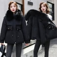 thumbnail image 1 of jsaierl Womens Winter Jacket Warm Overcoat Slim Faux Fur-Collar Zipper Thicker Coat Outwear, 1 of 9