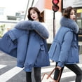 thumbnail image 1 of jsaierl Womens Winter Jacket Warm Overcoat Slim Faux Fur-Collar Zipper Thicker Coat Outwear, 1 of 9