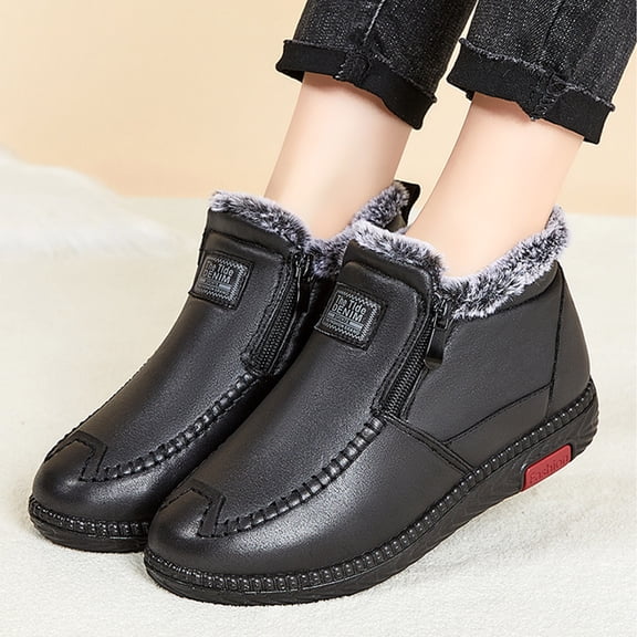 jsaierl Womens Winter Snow Boots Waterproof Faux Fur Lining Booties Comfortable Slip On Outdoor Boots Warm Ankle Booties Anti Slip Winter Shoes for Women