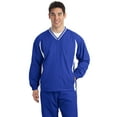 thumbnail image 1 of Sport-Tek Tipped V-Neck Raglan Wind Shirt. JST62 - XS True Royal/ White, 1 of 2
