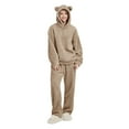 thumbnail image 1 of jtjvou 2 Piece Lounge Sets for Women Fuzzy Fleece Pajamas, Cute Bear Ear Hoodies with Long Pants Matching Sleepwear Outfits Brown XL, 1 of 3
