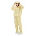 thumbnail image 1 of jtjvou 2 Piece Lounge Sets for Women Fuzzy Fleece Pajamas, Cute Bear Ear Hoodies with Long Pants Matching Sleepwear Outfits Yellow L, 1 of 6