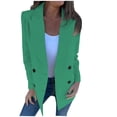 thumbnail image 1 of jtjvou 2025 Fall Women's Tweed Plaid Blazer Jacket - Fully Lined Fashion Business Casual Lapel Elegant Coat with Pockets Green L, 1 of 8