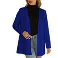 thumbnail image 1 of jtjvou Blazer for Women Open Front 3/4 Ruched Sleeve Suit Jacket Notched Collar Casual Work Office Blazers with Pockets Blue XXL, 1 of 5