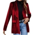 thumbnail image 1 of jtjvou Blazers for Women Business Casual Elegant Long Sleeve Coat with Pockets Dressy Office Work Suit Jacket Open Front Red M, 1 of 3