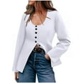 thumbnail image 1 of jtjvou Blazers for Women Business Casual Long Sleeve Button Down Neck Split Hem Fitted Suit Jacket Office Work Blazer White XXL, 1 of 6