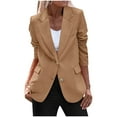 thumbnail image 1 of jtjvou Blazers for Women Business Casual Notch Lapel Open Front Long Sleeve Double Breasted Suit Jackets for Office Work Green L, 1 of 5