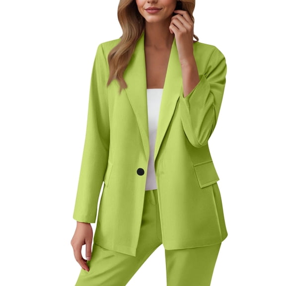jtjvou Blazers for Women Casual Oversized Open Front Cardigan Long Sleeve Jackets Business Office Business Suit Blazer Green S