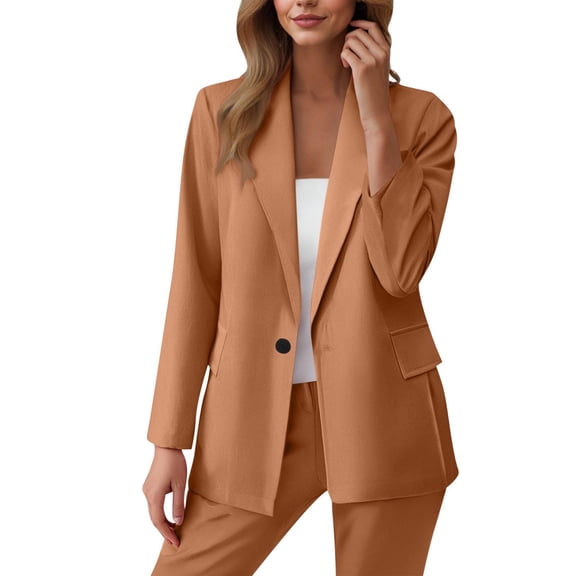 jtjvou Blazers for Women Casual Oversized Open Front Cardigan Long Sleeve Jackets Business Office Business Suit Blazer Yellow XXXL