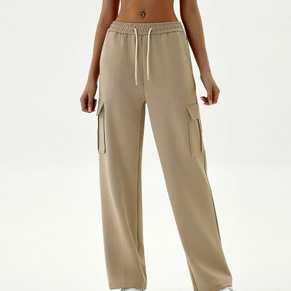 jtjvou Cargo Sweatpants for Women Baggy Elastic Waist Cargo Pants, Loose Elastic Drawstring, Hiking Sportswear, Y2K Sweatpants Yellow XXL