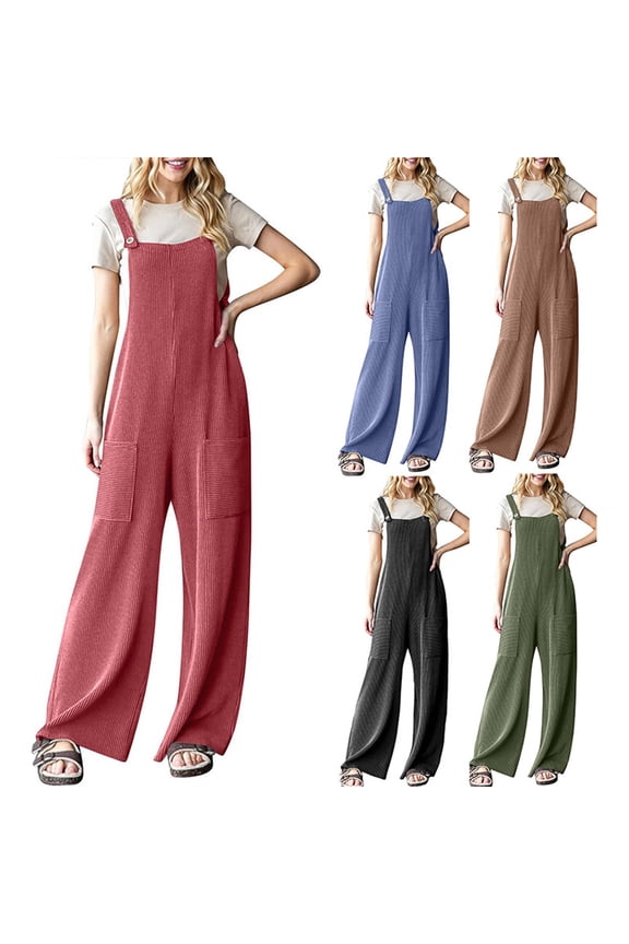 Casual Jumpsuits for Women Loose Fit Long Overalls Romper Comfortable Daily Wear Denim Style Overall Jumpsuit for Green L
