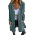 thumbnail image 1 of jtjvou Casual Single Breasted Hooded Jacket Women lightweight Flannel Long Fall Jackets Dressy Trench Coat Green M, 1 of 6