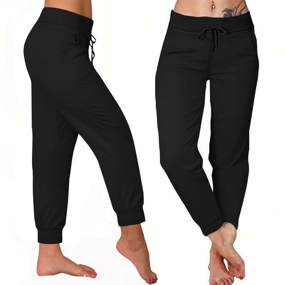 jtjvou Casual Trousers Drawstring Pants Loose Fit Comfortable Pockets Fashionable Daily Wear Womens Long Pants Suitable for Spring Winter Vacation Party Black S