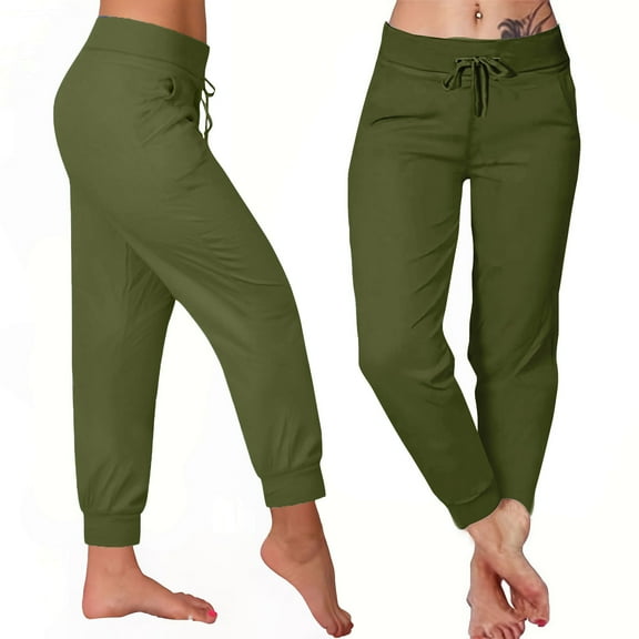 jtjvou Casual Trousers Drawstring Pants Loose Fit Comfortable Pockets Fashionable Daily Wear Womens Long Pants Suitable for Spring Winter Vacation Party Green XXL