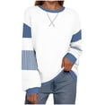 thumbnail image 1 of jtjvou Colorblock Striped Oversized Sweatshirt for Women Loose Crewneck Long Sleeve Casual Pullover Blouse Tunic Tops White L, 1 of 4