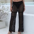 thumbnail image 1 of jtjvou Crochet Swim Cover Up for Women Sheer Kintted High Waisted Beach Pants Bathing Suit Coverups Black S, 1 of 5